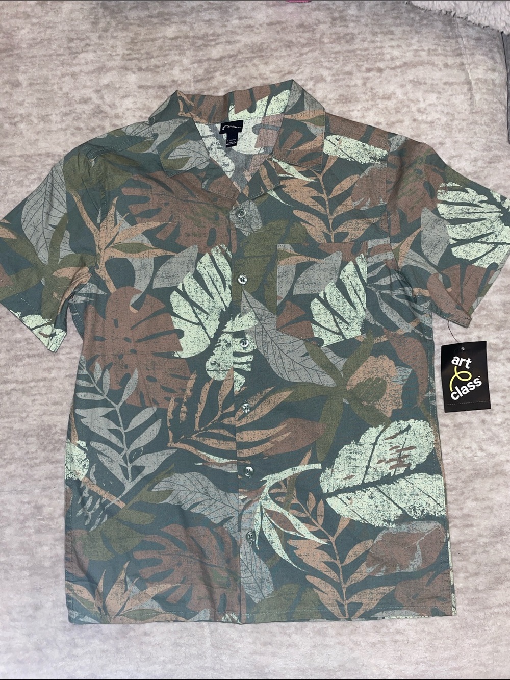 art class Green and Brown Tropical Button-Up Shirt